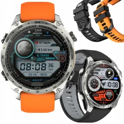 Smartwatch Męski Proventus PTG300Pro GPS AMOLED Rozmowy Bluetooth Latarka Wodoodporny IP68 Srebrny Zestaw 5w1