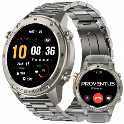 Zestaw 5w1 Smartwatch Męski Proventus PTG56 srebny— GPS, WODOODPORNY 5ATM, AMOLED, Funkcja Rozmów