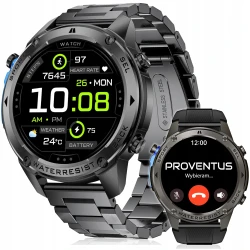 Zestaw 5w1 Smartwatch Męski Zegarek Proventus PTG56 czarny — GPS, WODOODPORNY 5ATM, AMOLED, Funkcja Rozmów, MENU POLSKIE